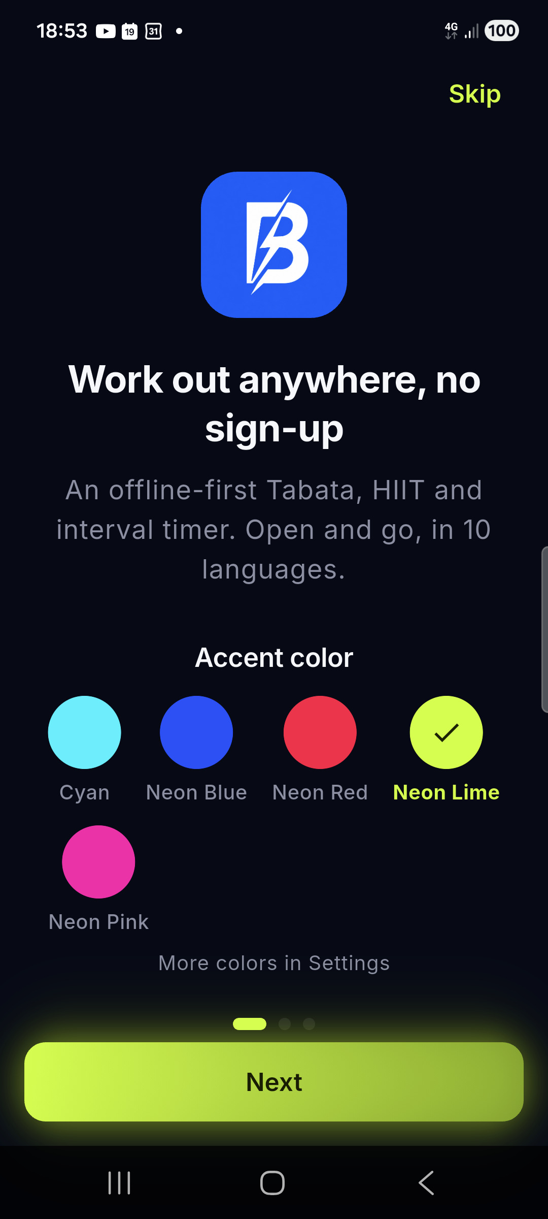 Onboarding – Welcome page