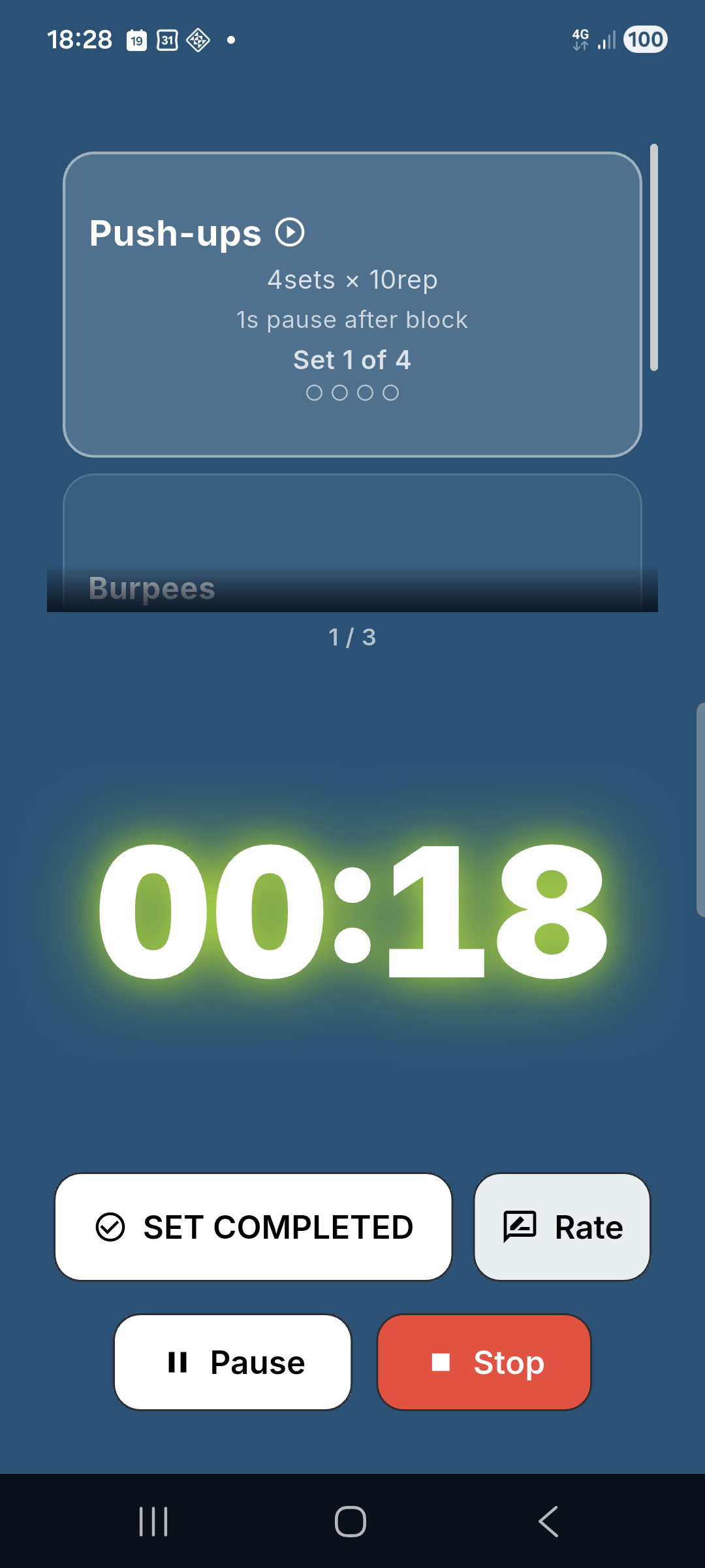 Timer during workout – block types in action